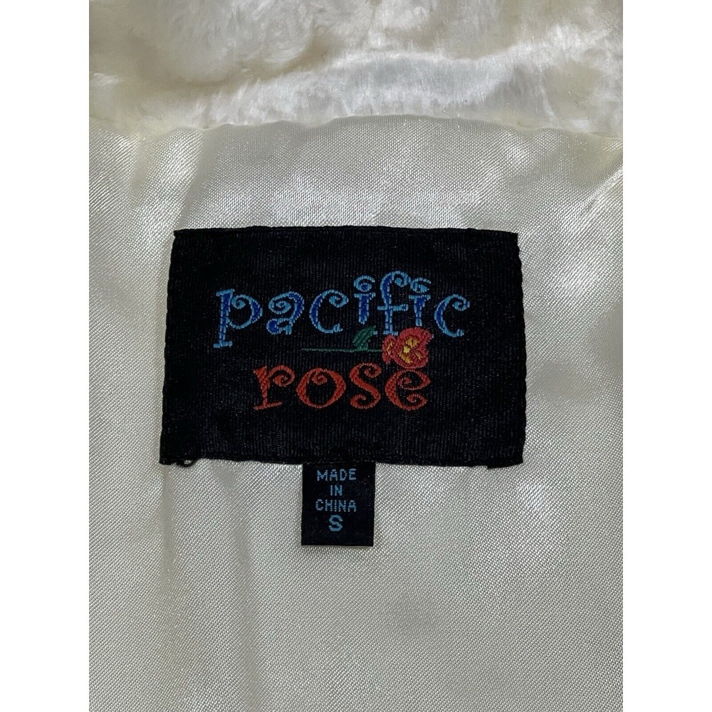 Pacific Rose Cream Faux Fur‎ with Buttons Women's Jacket Small - Picture 3 of 11